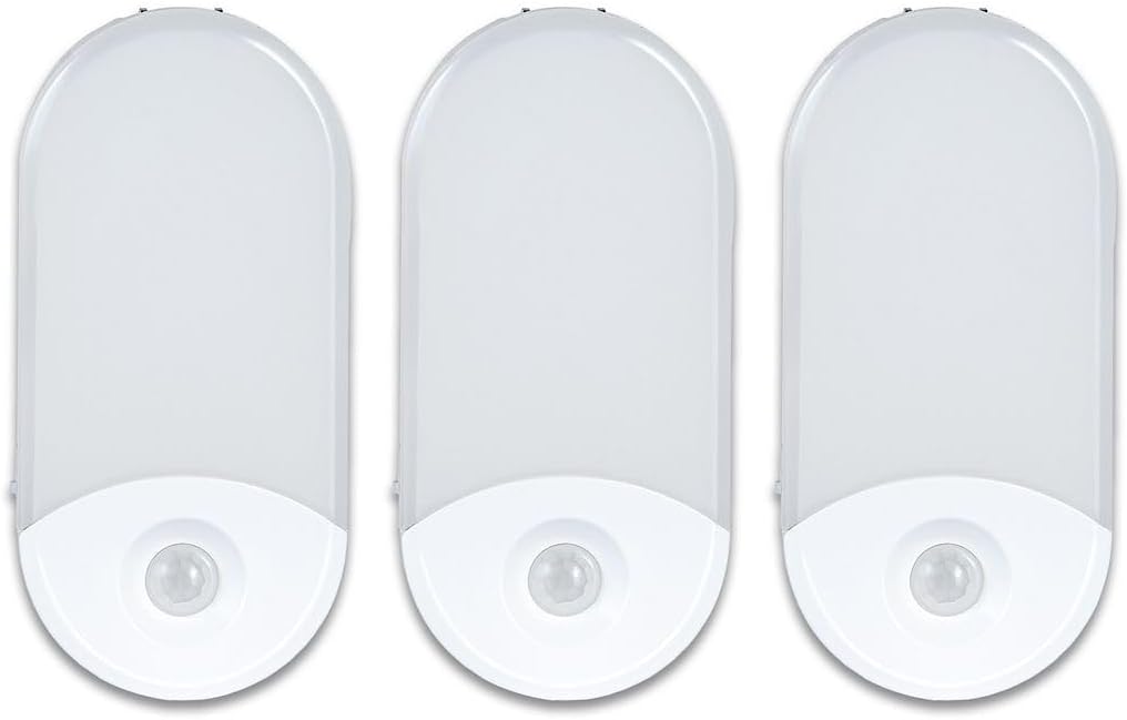 3 Luces Nocturnas 4en1 con Enchufe Sensor Movimiento Recargable