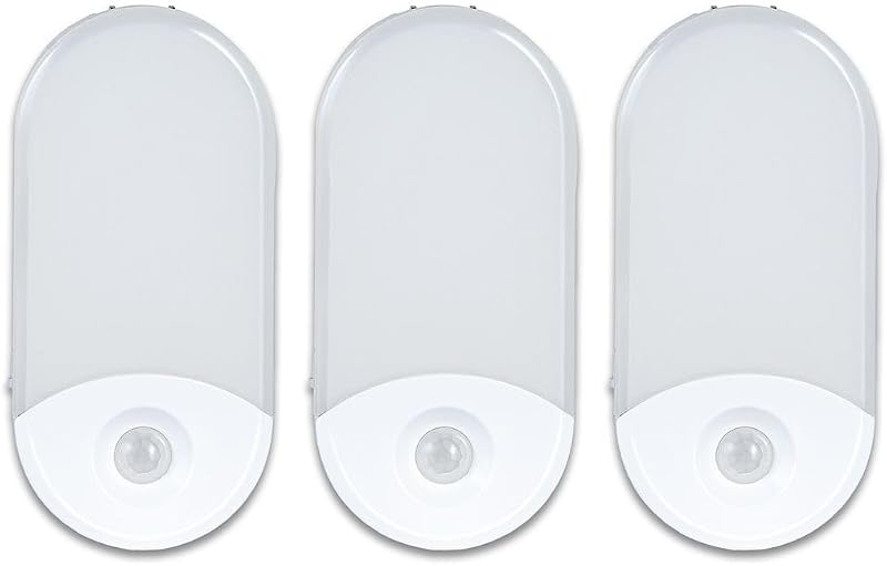 3 Luces Nocturnas 4en1 con Enchufe Sensor Movimiento Recargable