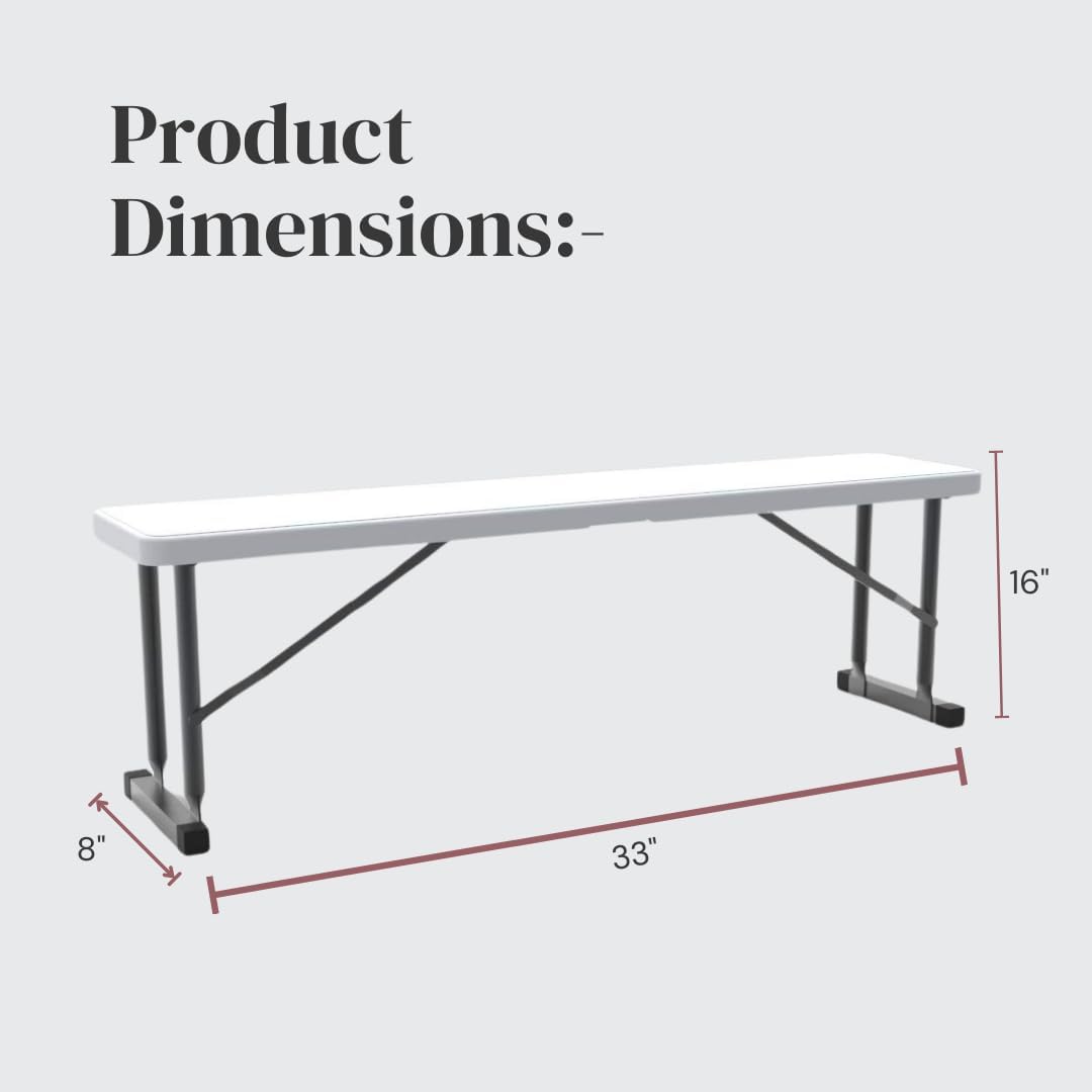 Banco plegable plástico resina blanca 33x8x16"