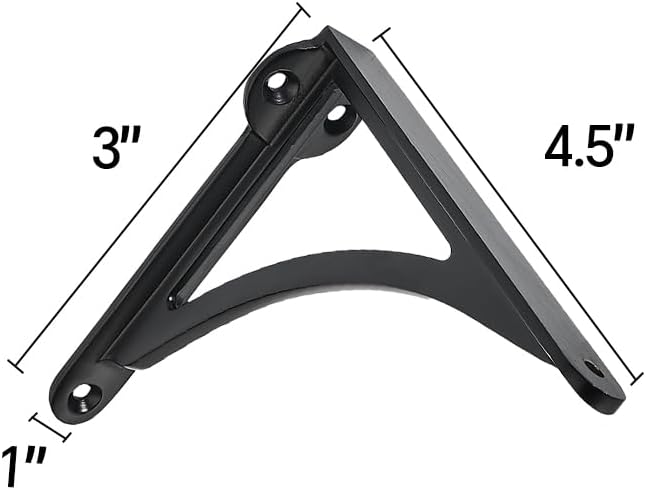 Soportes estante latón sólido 4.5" pack 2 negro mate vintage