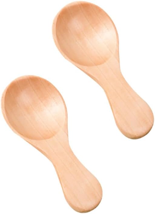 2 Cucharas Madera Mango Corto para Frascos Accesorios Cocina Caqui