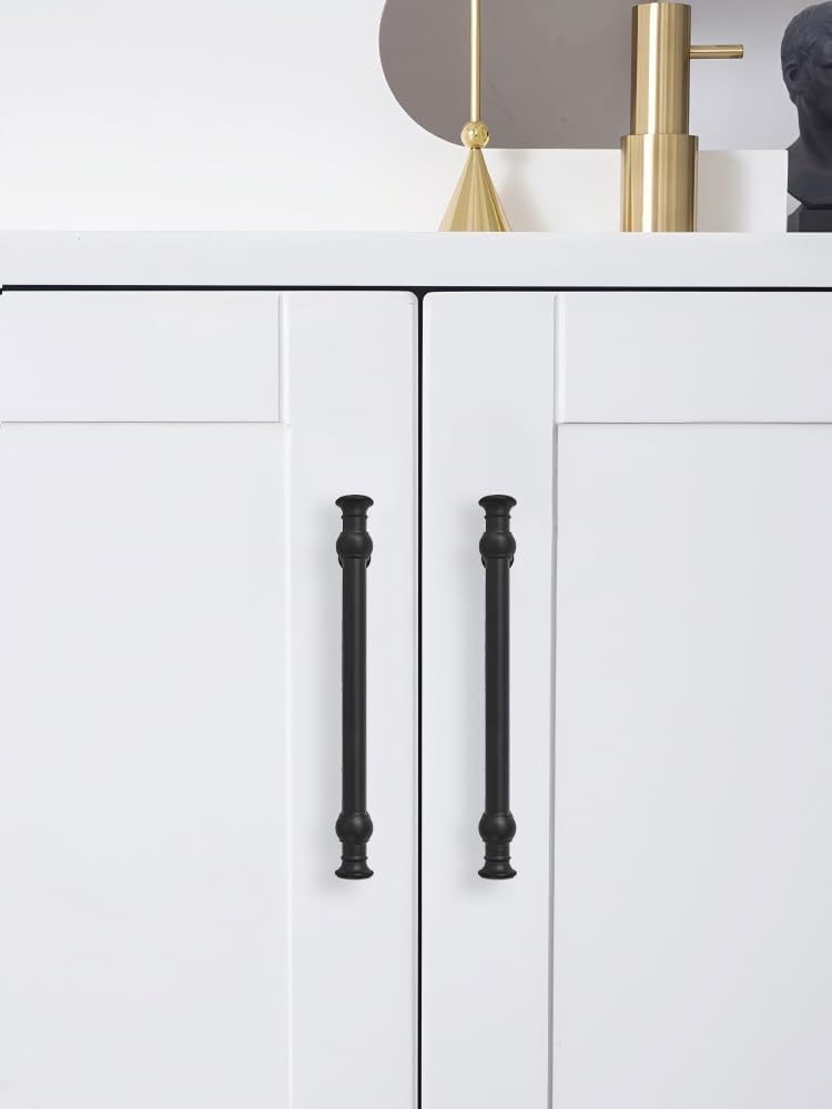 10 Tiradores Cocina 8" Negro Mate Sólidos Resistentes