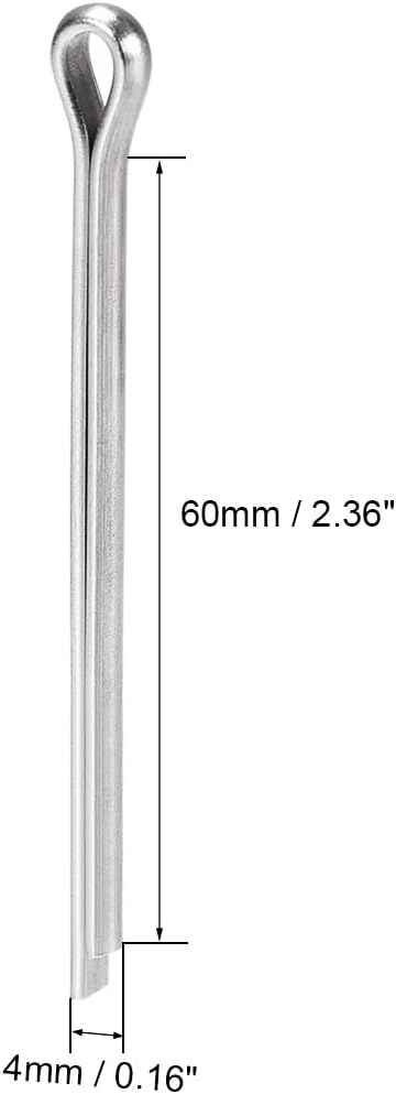 Pasador chaveta dividido acero inox 304 2 puntas plateado 5uds