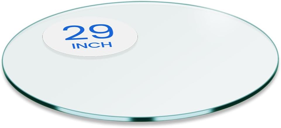 Mesa redonda vidrio templado 29" pulido plano multiuso