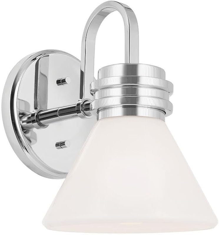Aplique pared 1 luz 7.25pulg cristal opalo cromo