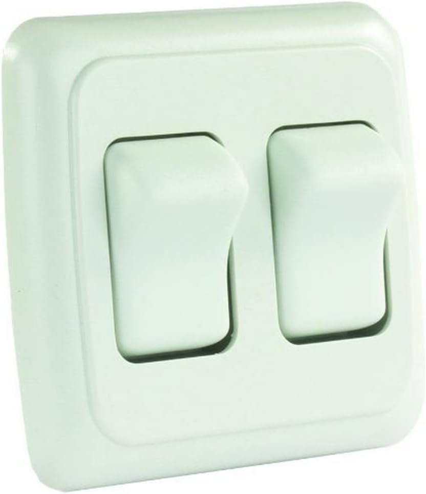 Interruptor SPST doble blanco con bisel