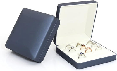 Caja anillos portátil para mujeres y niñas viaje azul