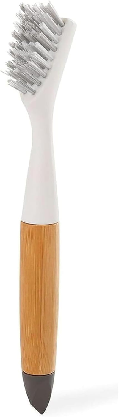 Cepillo ducha profundo cerdas resistentes mango bambú blanco
