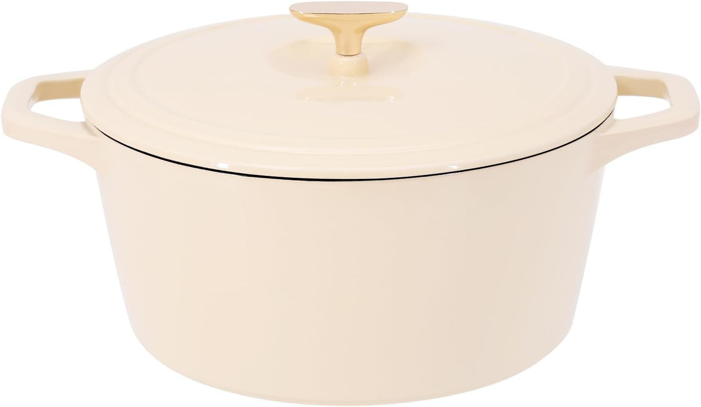 Horno holandés hierro fundido 3.5qt con tapa color queso