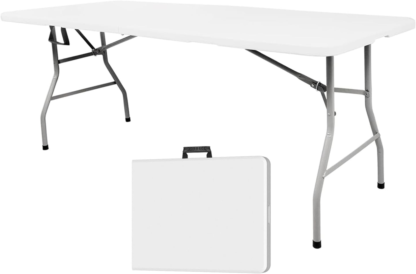 Mesa plegable portátil plástico resistente 6ft blanco