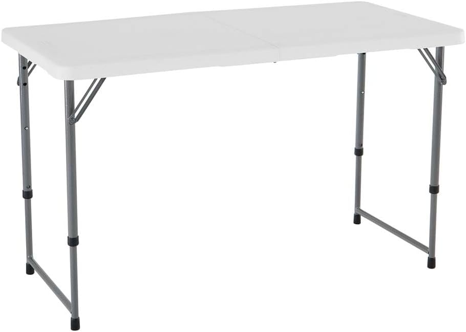 Mesa rectángulo plegable ajustable 1,22m blanco