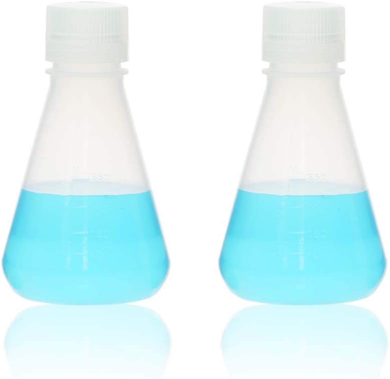 Herraje Erlenmeyer cónico 8.5oz con tapa rosca pack 2