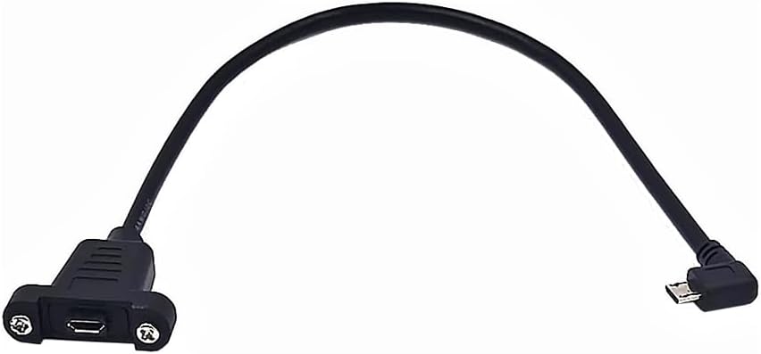 Cable micro USB 1.0ft ángulo recto macho a hembra carga datos