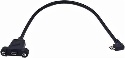 Cable micro USB 1.0ft ángulo recto macho a hembra carga datos
