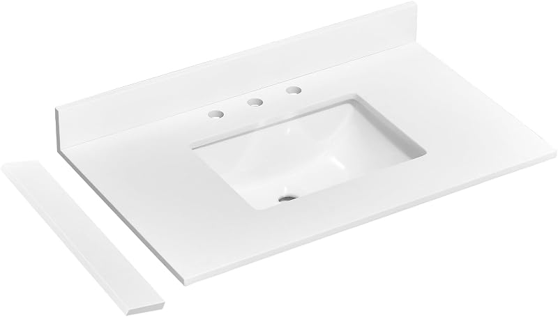 Tocador cuarzo blanco 36x22pulg con fregadero