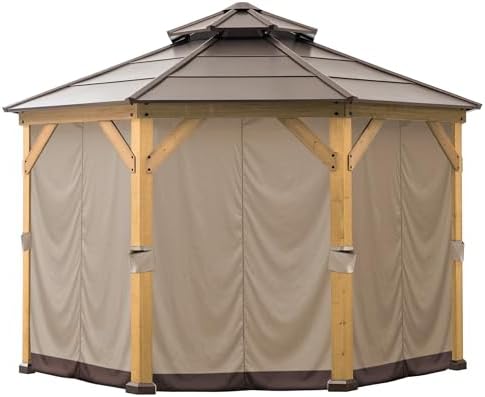 Cortina poliéster 8 paneles cenador 13x13ft marrón