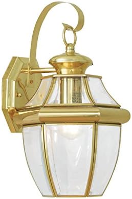 Farol pared latón pulido cristal biselado transparente