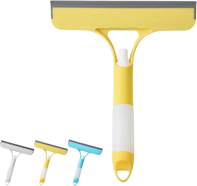 Herramienta limpieza ventanas con spray escobilla cepillo amarillo