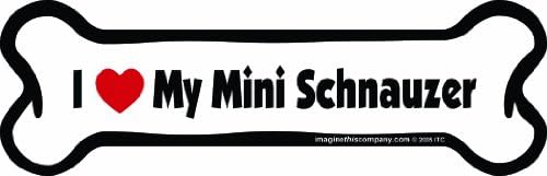 Hueso magnético para auto I Love My Mini Schnauzer 2x7pulg