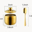 Azucarero acero inox con tapa y cuchara para café y sal