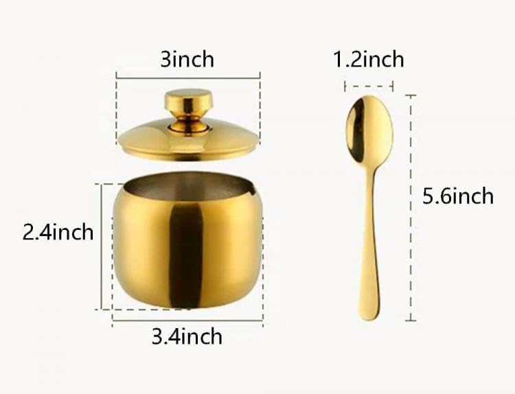 Azucarero acero inox con tapa y cuchara para café y sal