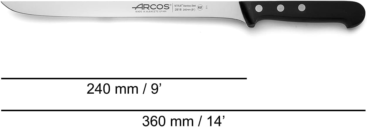 Cuchillo acero inox 9 pulg ergonómico negro