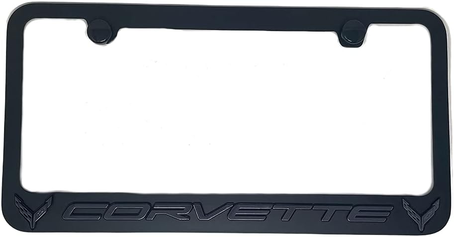 Marco placa matrícula C8 negro logotipo 2020-25 Stingray