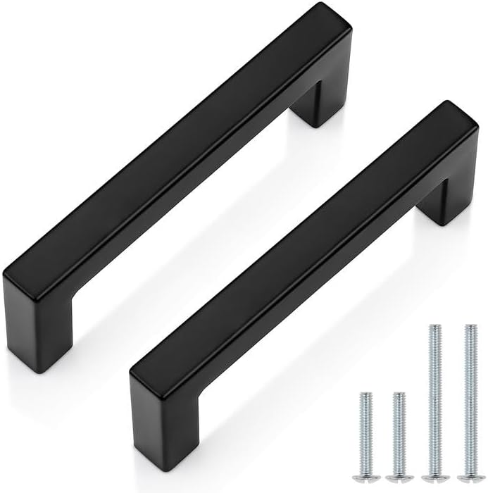10 Manijas Acero Inox 3.5pulg Negro Mate Cuadradas