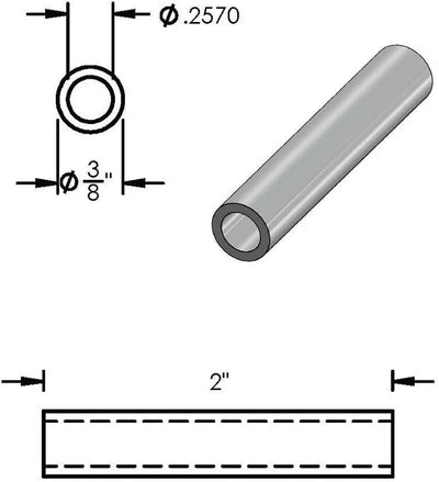 Espaciador aluminio 3/8x1/4 pulg redondo sin roscar para M6 o 1/4