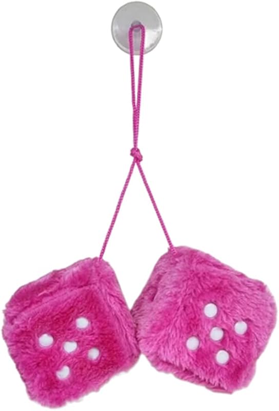 Dados retro felpa rosa para colgar espejo coche
