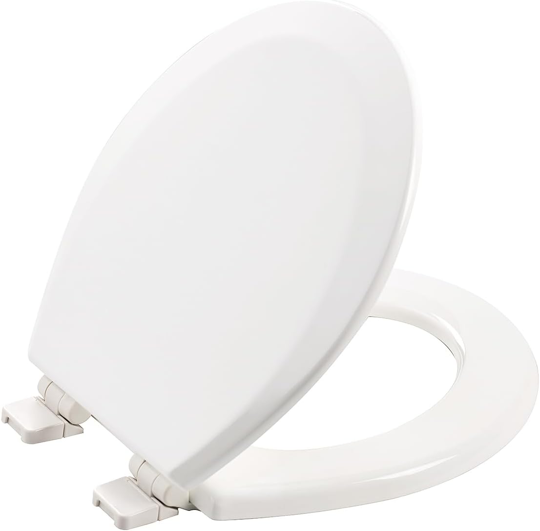 Asiento inodoro madera moldeada premium blanco redondo