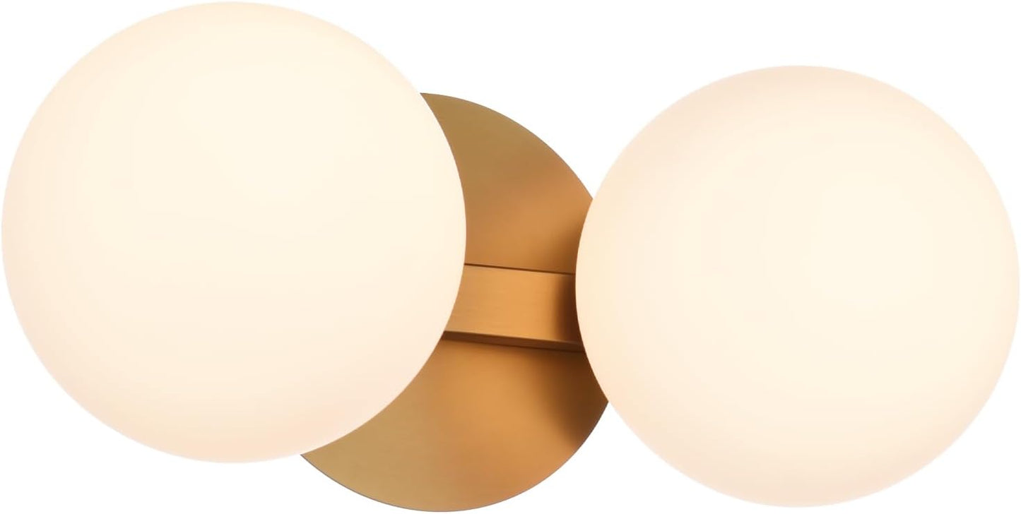 Lámpara dorada aplique baño 2 luces latón envejecido