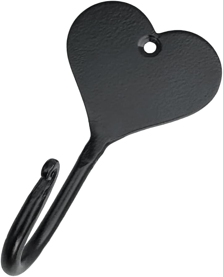Ganchos hierro forjado forma corazón pared negro mate