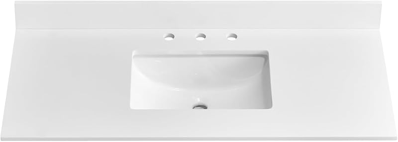 Encimera lavabo cuarzo blanco 42x22pulg con protecciones