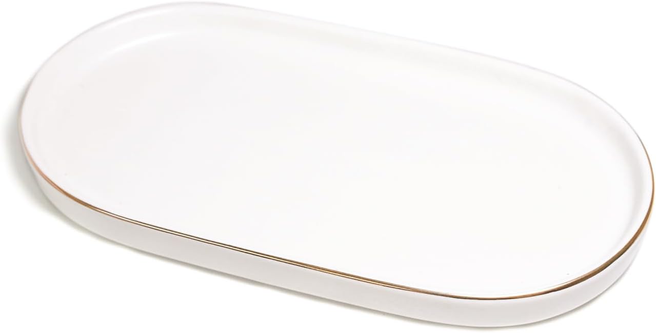 Bandeja cerámica para joyas y baño 7x4 blancas