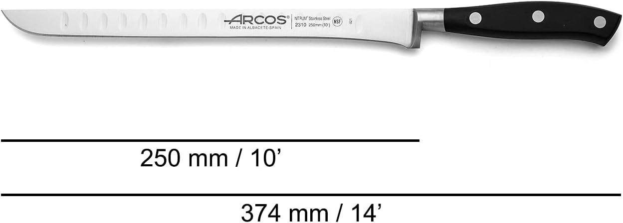 Cuchillo Jamón Acero Inox 10pulg Serie Riviera Negro