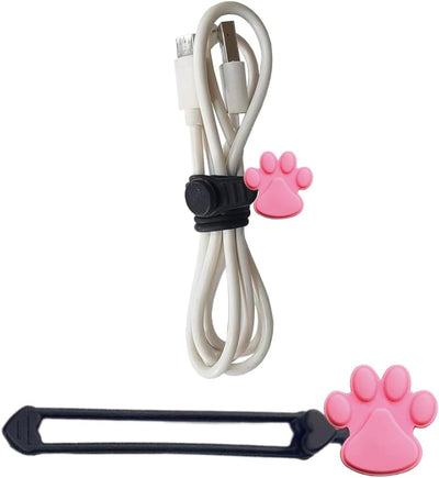 Cordón silicona con adorno perro rosa para auriculares y cargadores