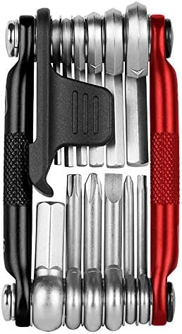 Herramienta 13 en 1 para bicicleta MTB negra y roja