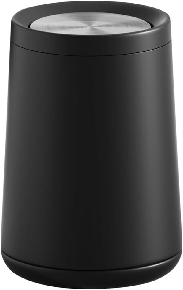 Cubo basura latón 8L tapa oscilante baño dormitorio negro
