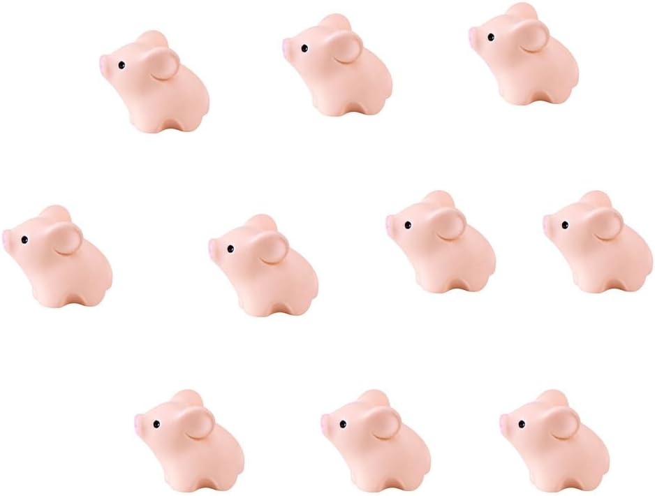 Mini figuras cerdo rosa resina decoración jardín hadas 10