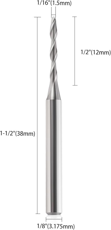 Fresa extremo bola vástago 1/8 pulg diámetro 1/16 para CNC