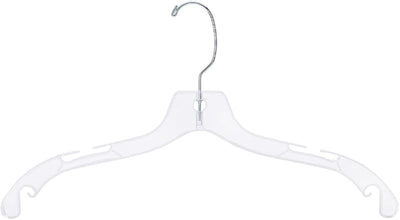 Perchas plástico transparente 17pulg con gancho cromado