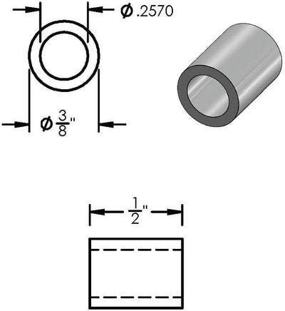 Espaciador aluminio 3/8x1/4 redondo para pernos 1/4 o M6