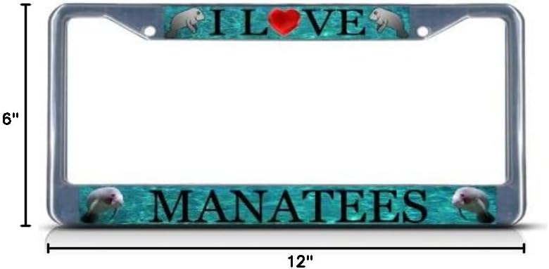 Funda placa matrícula texto I Love Manatees