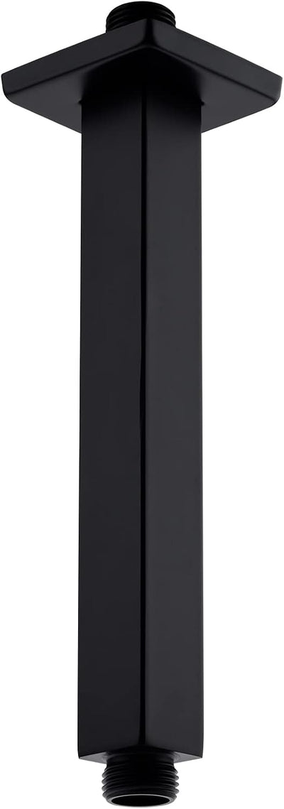 Brazo ducha techo negro mate 8pulg cuadrado lluvia