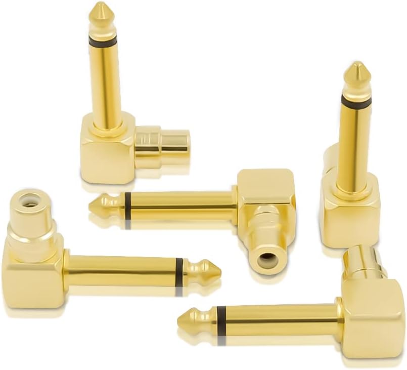 Adaptador RCA a 1/4pulg mono macho a hembra 90grados set 6