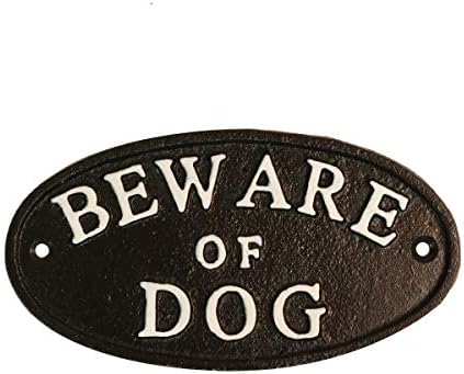 Letrero hierro fundido negro Beware of Dog puerta jardín