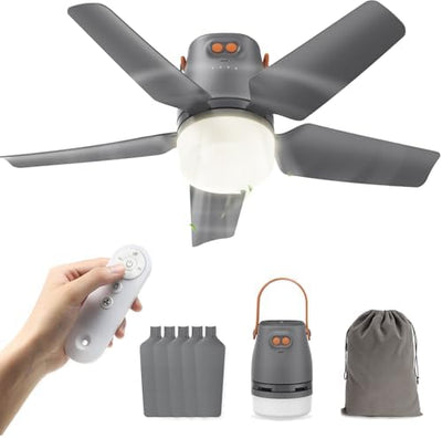 Ventilador techo portátil con luz y control remoto para toldo