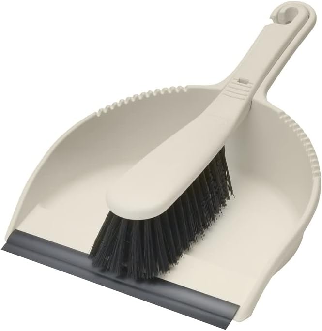 Juego recogedor cepillo suave color crema lino