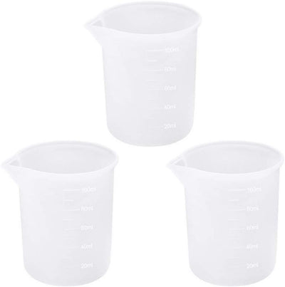 3 Vasos Medidores Silicón 3.4oz Escala Precisa Resina
